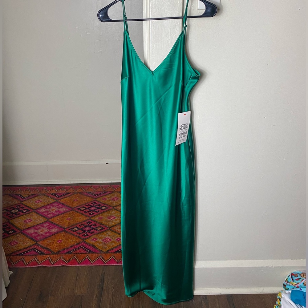 Never Fully Dressed Emerald Green Slip Dress